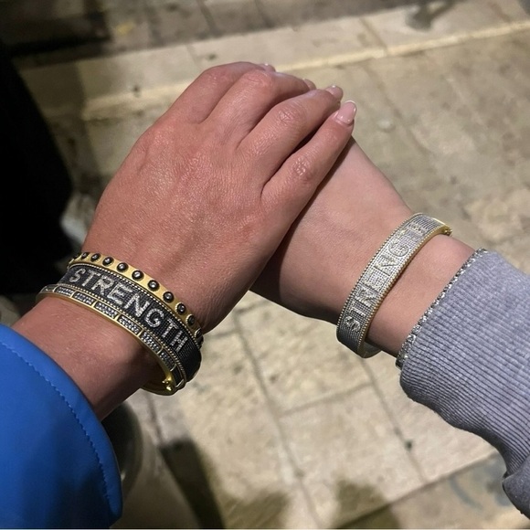 FREIDA ROTHMAN WOMEN OF STRENGTH BLACK RHODIUM And PLATINUM BANGLE BRACELET NEW - Picture 5 of 17